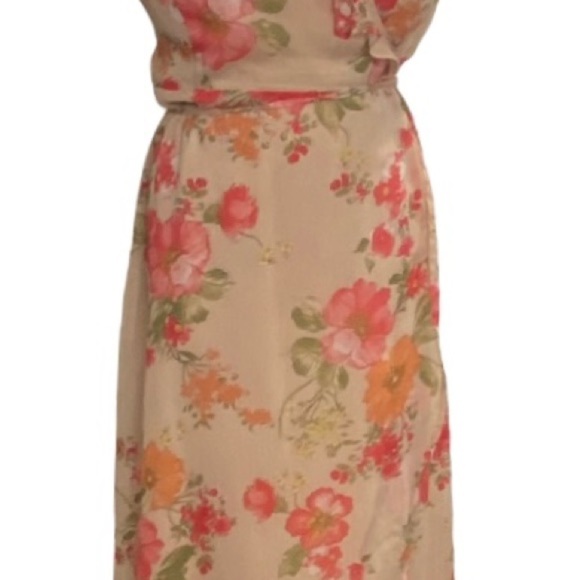 Lulu’s Start of Something New Beige Floral‎ Print Wrap Maxi Dress Sz Lg - Picture 10 of 16